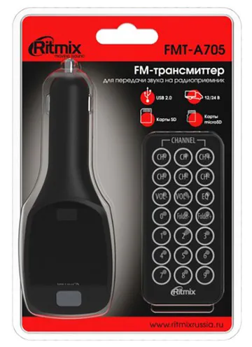 Автомобильный FM модулятор Ritmix FMT-A705
