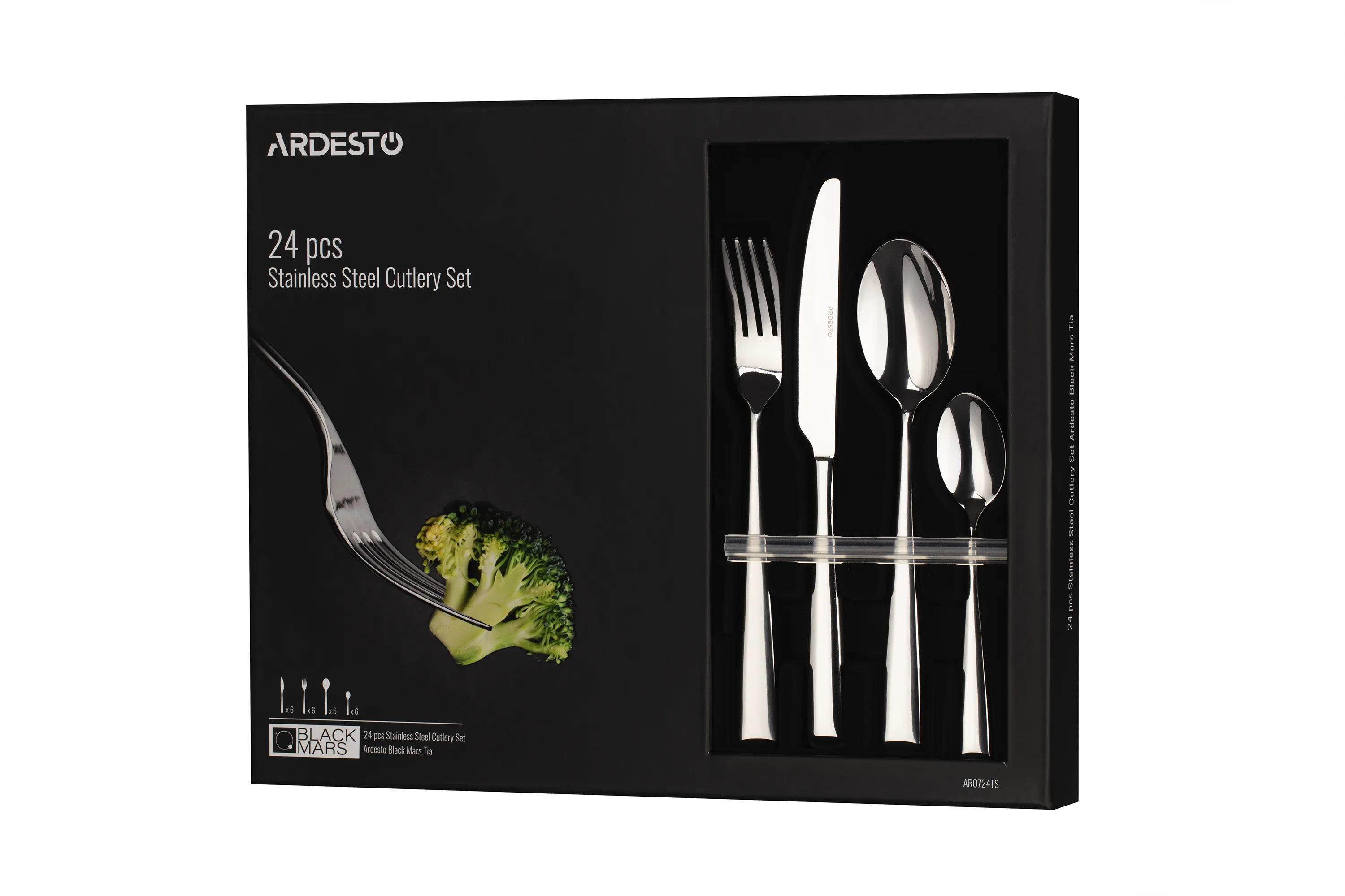 Набор столовых приборов Ardesto Black Mars Tia 24 пр., нержавеющая сталь AR0724TS