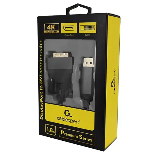 Кабель SVGA, DisplayPort to DVI, 1.8m, Cablexpert CC-DPM-DVIM-4K-6