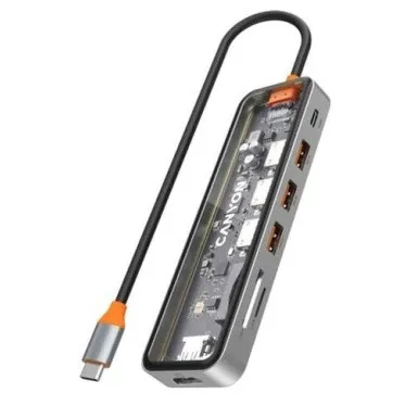 CANYON hub DS-13 7in1 4k USB-C Transparent Space Grey CNS-TDS13