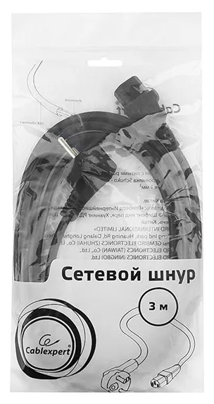 Кабель питания, Cablexpert PC-186-1-3M, 3м, Черный