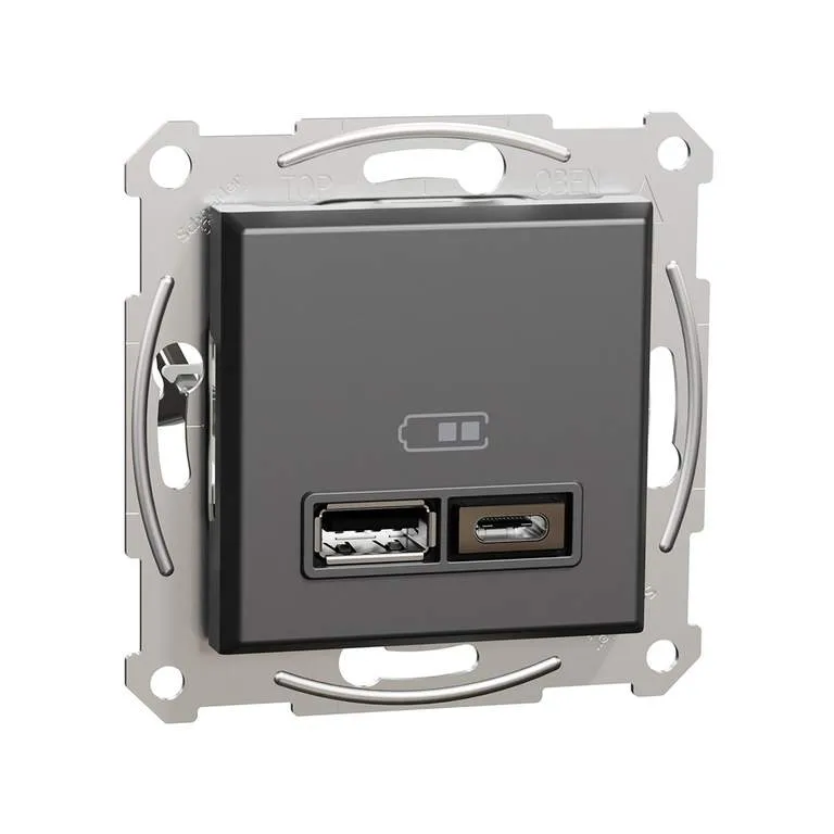 Розетка USB SE EPH2700371 Asfora A+С антрацит