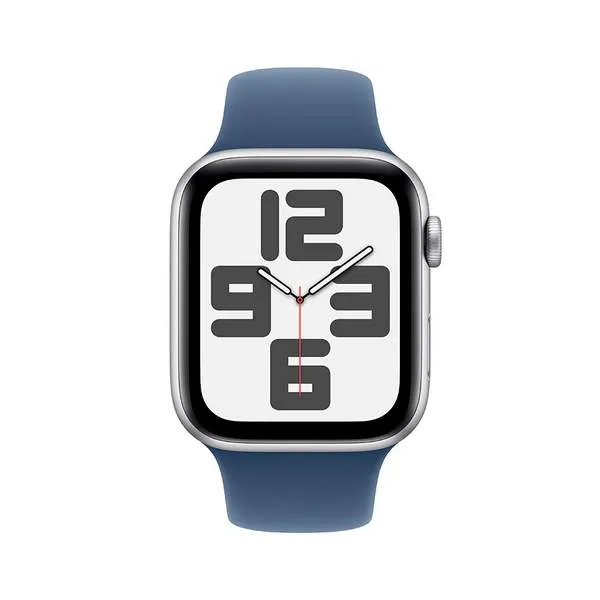 Apple Watch SE GPS 44mm Silver Aluminium Case with Denim Sport Band - M/L MXER3QI/A