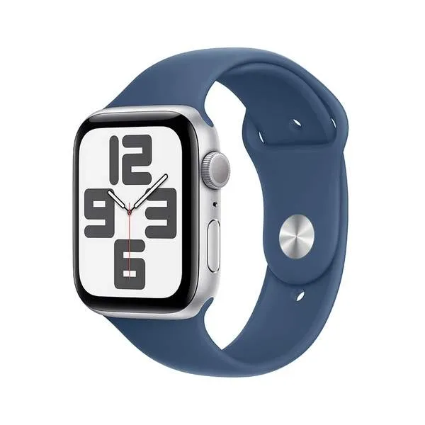 Apple Watch SE GPS 44mm Silver Aluminium Case with Denim Sport Band - M/L MXER3QI/A