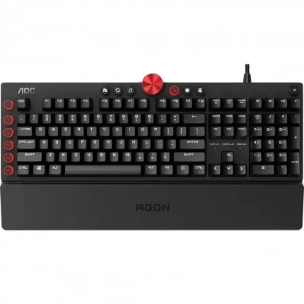 Игровая Клавиатура AOC AGK700, 104 клавиш, переключатель Cherry MX, RGB SHOW,  кабель 1,8м, USB2.0 Возвожность подключения 2xUSB 2.0 RED AGK700DR2R