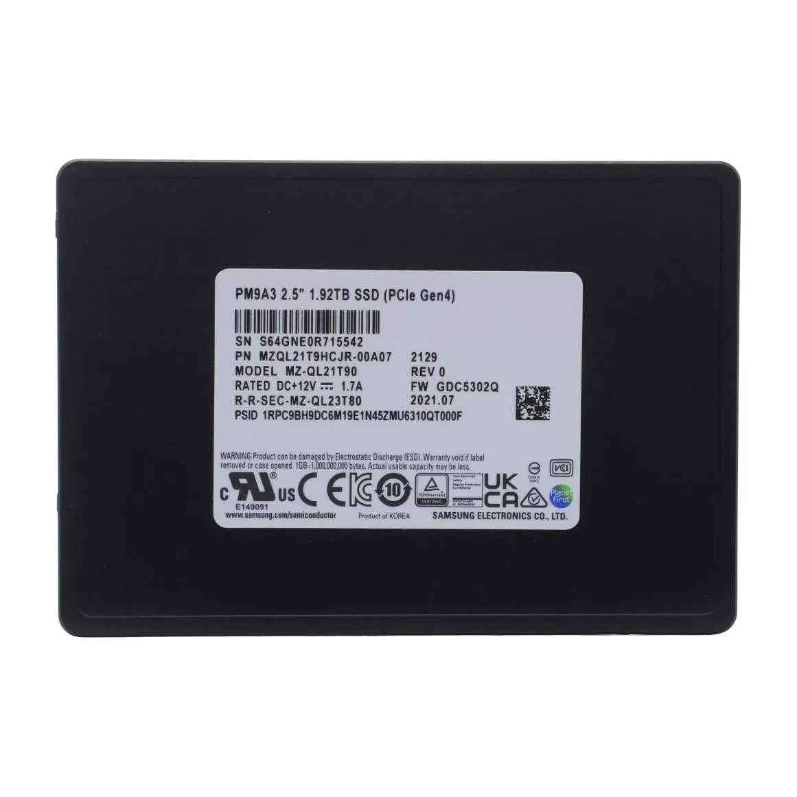 SSD накопитель 1.92TB SAMSUNG PM9A3MZQL21T9HCJR-00A07