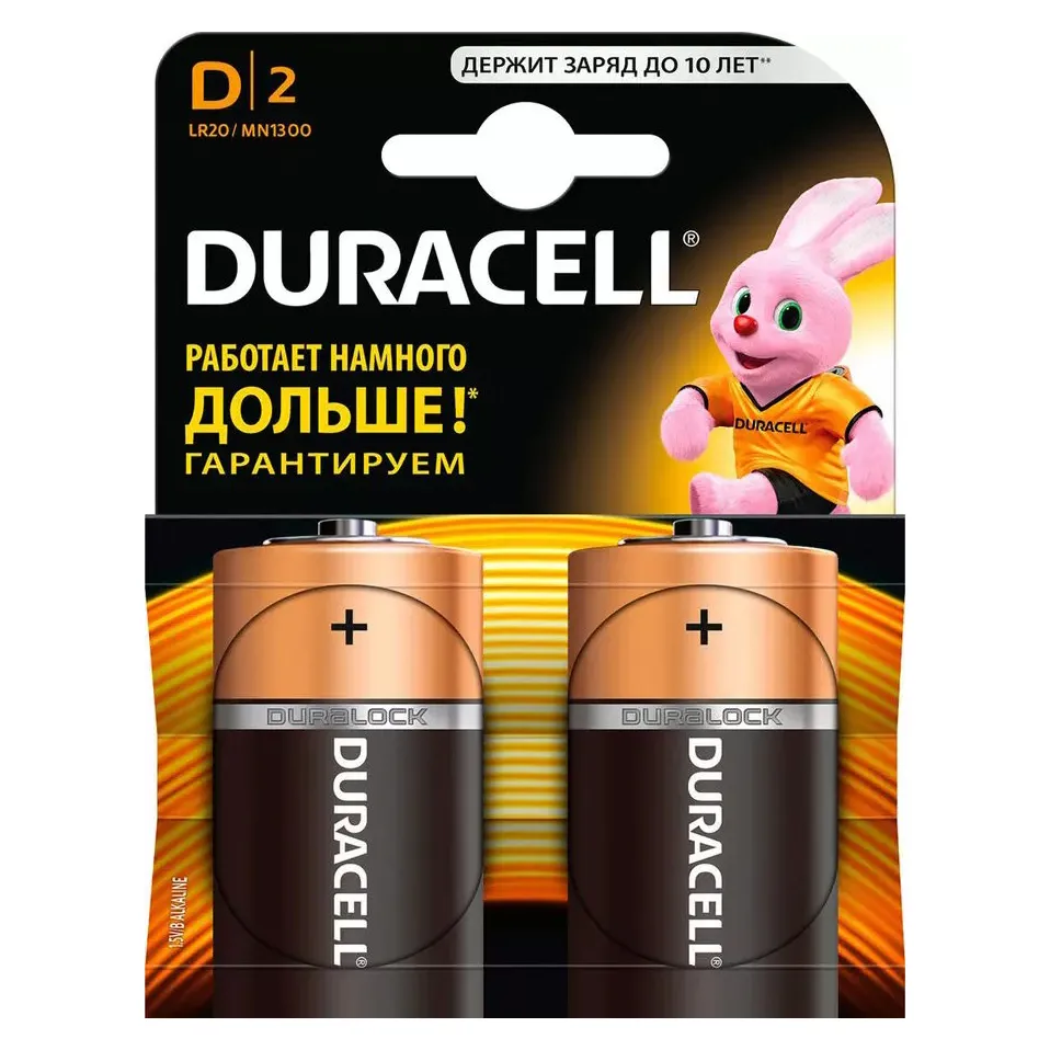 Батарейка Duracell Basic D2 K2 Щелочной элемент питания (2 шт.)