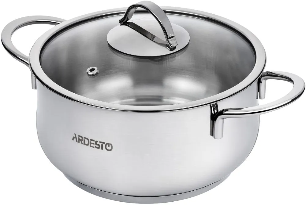 Кастрюля Ardesto BLACK MARS, стеклянная крышка, 2.3 л, нержавеющая сталь AR0723S