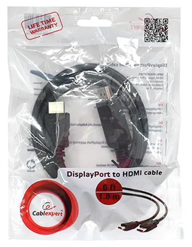Кабель DisplayPort - HDMI Cablexpert CC-DP-HDMI-6, 1.8м, OEM