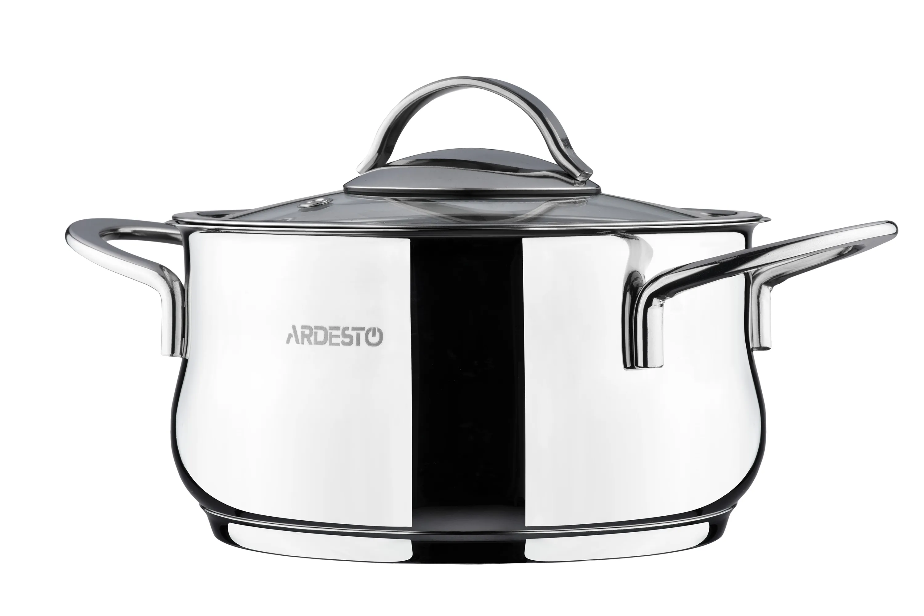 Кастрюля Ardesto BLACK MARS, стеклянная крышка, 4.3 л, нержавеющая сталь AR0743S