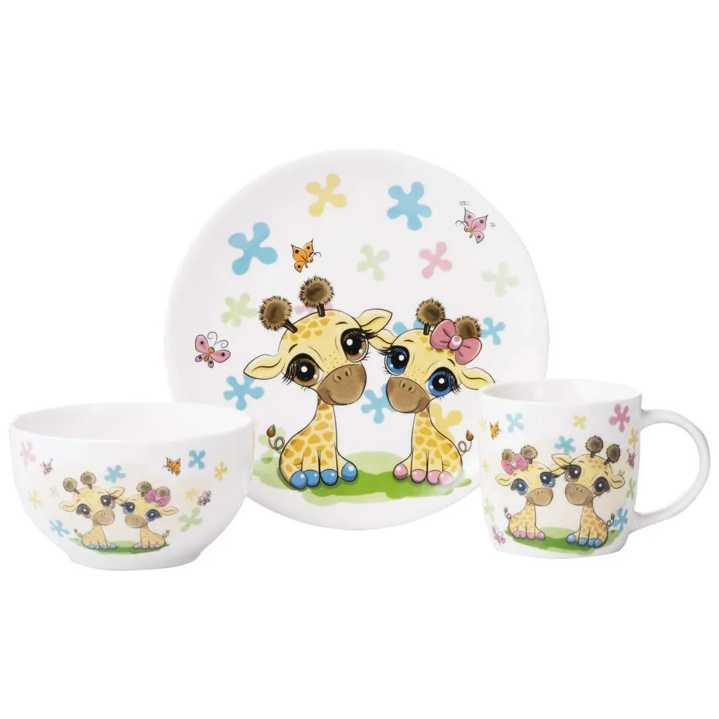 Набор детской посуды Ardesto Baby giraffes 3 пр., фарфор AR3452GS