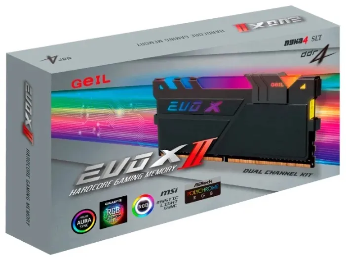 Оперативная память 8GB Kit GEIL EVO X II Black с RGB подсветкой GEXSB48GB2666C19DC