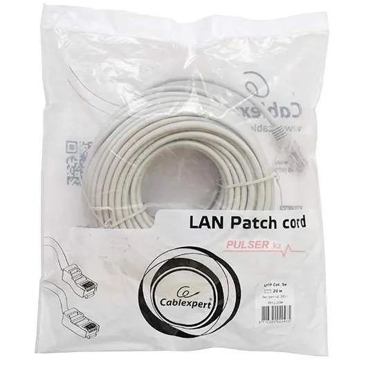 Патч корд UTP 5e-Cat 20 m Cablexpert PP12-20M серый