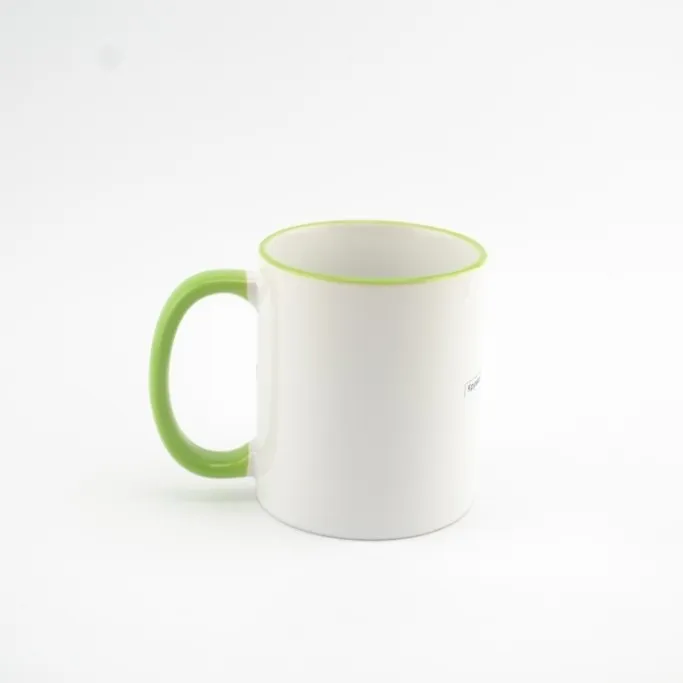 Кружка с цветной каймой MT-B003 для сублимации, 11oz, Зеленая (48)