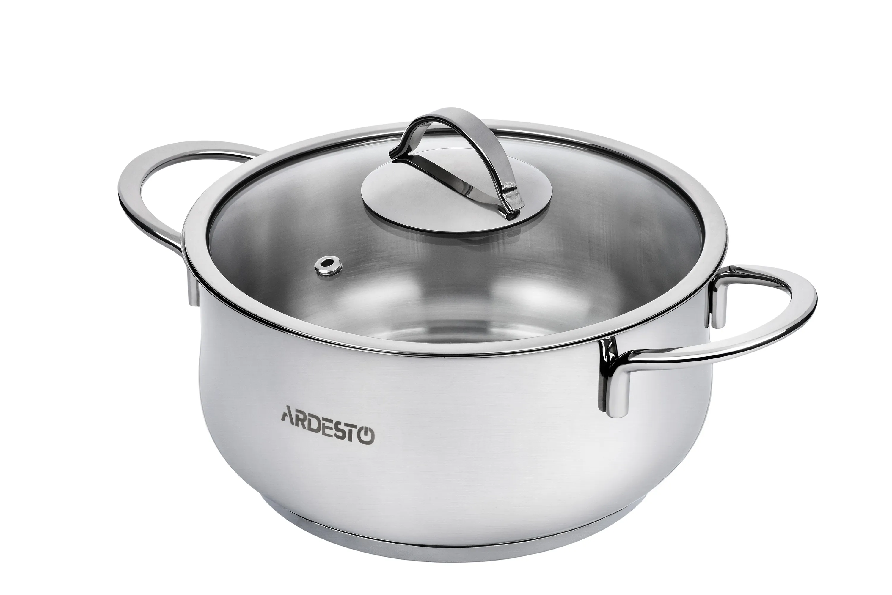 Кастрюля Ardesto BLACK MARS, стеклянная крышка, 3 л, нержавеющая сталь AR0730S