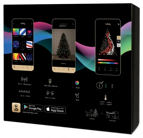 Гирлянда Twinkly Strings 400 RGB, Gen II, IP44б length 32m, black wire