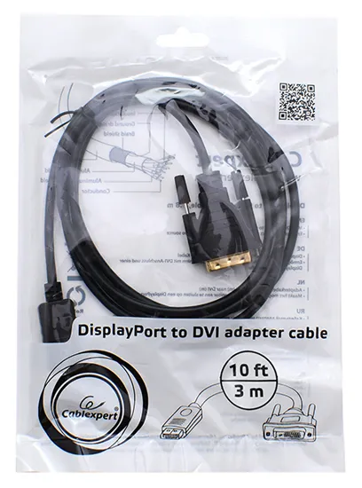 Кабель SVGA, DisplayPort to DVI, 3m, Cablexpert CC-DPM-DVIM-3M
