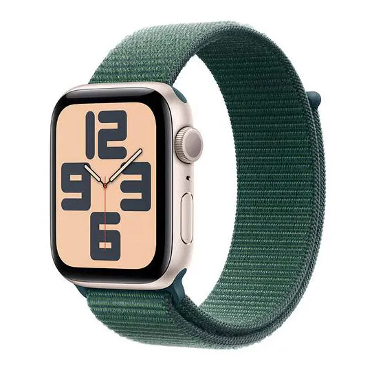 Apple Watch SE GPS 44mm Starlight Aluminium Case with Lake Green Sport Loop MXEW3QI/A