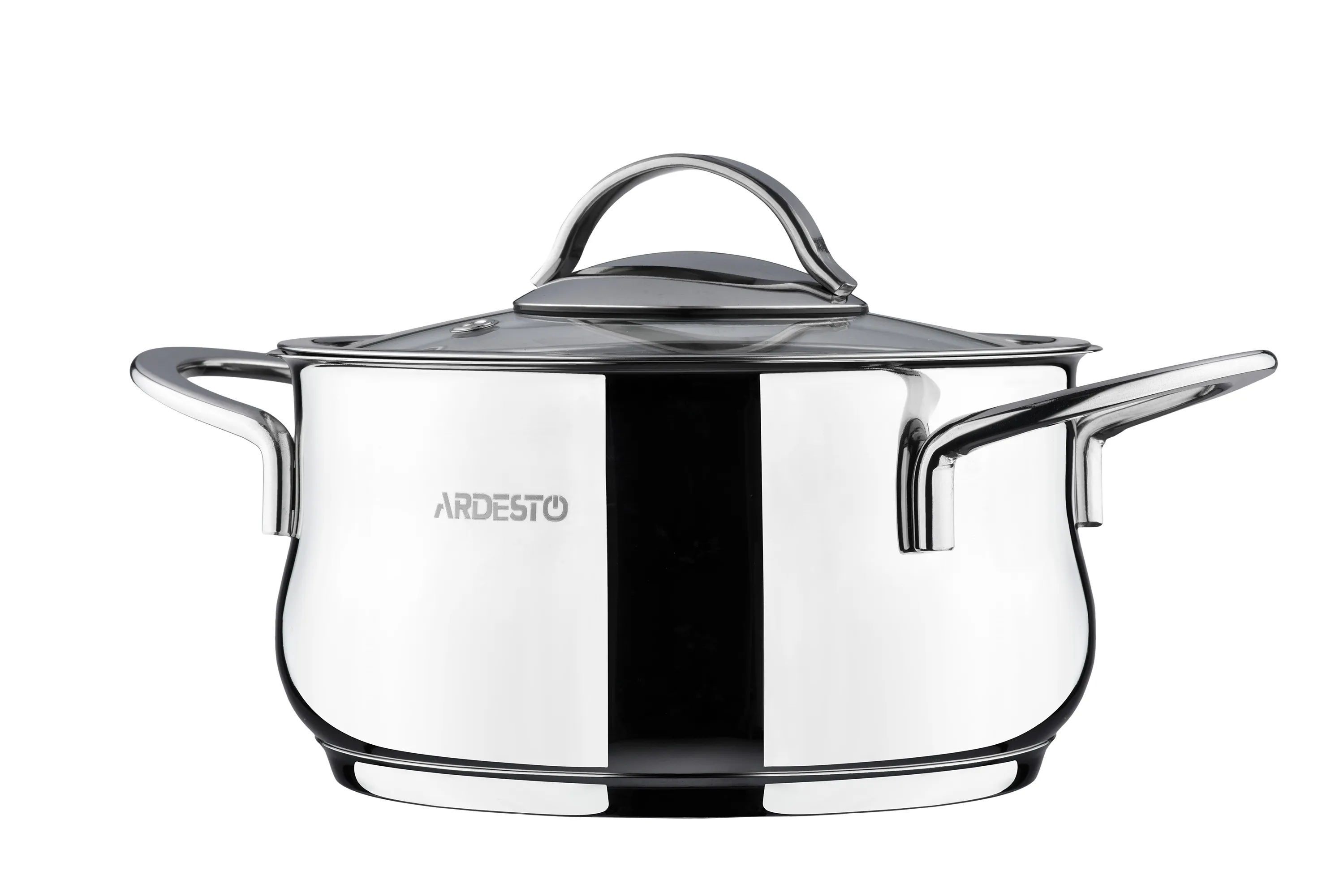 Кастрюля Ardesto BLACK MARS, стеклянная крышка, 3 л, нержавеющая сталь AR0730S